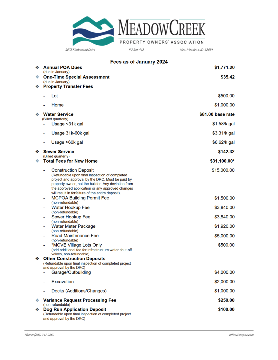 MeadowCreek Property Owners' Association (MCPOA) Powered by AMO